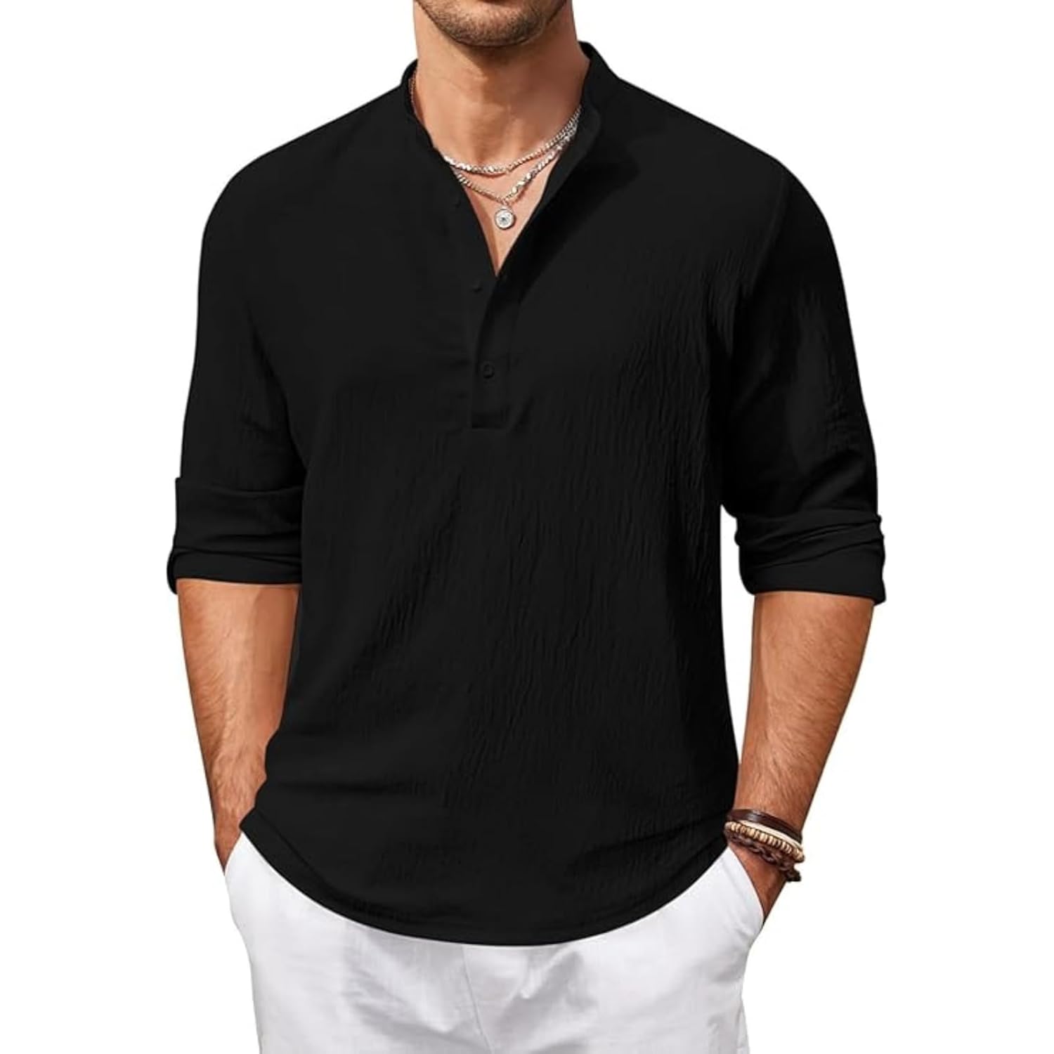 Bellstone Men’s Solid Regular Fit Dress Shirt