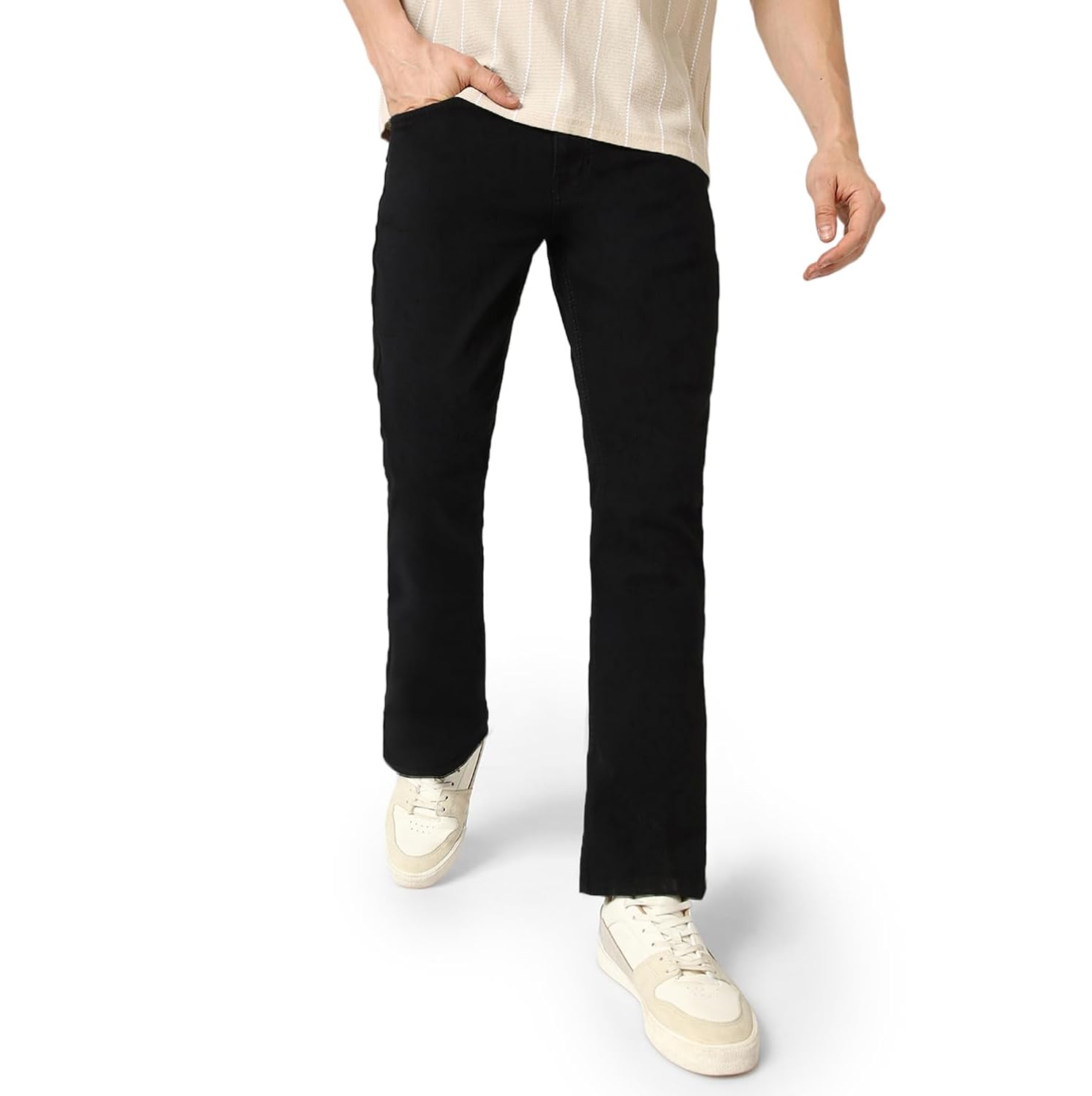 Urbano Fashion Men’s Washed Bootcut Jeans Stretchable