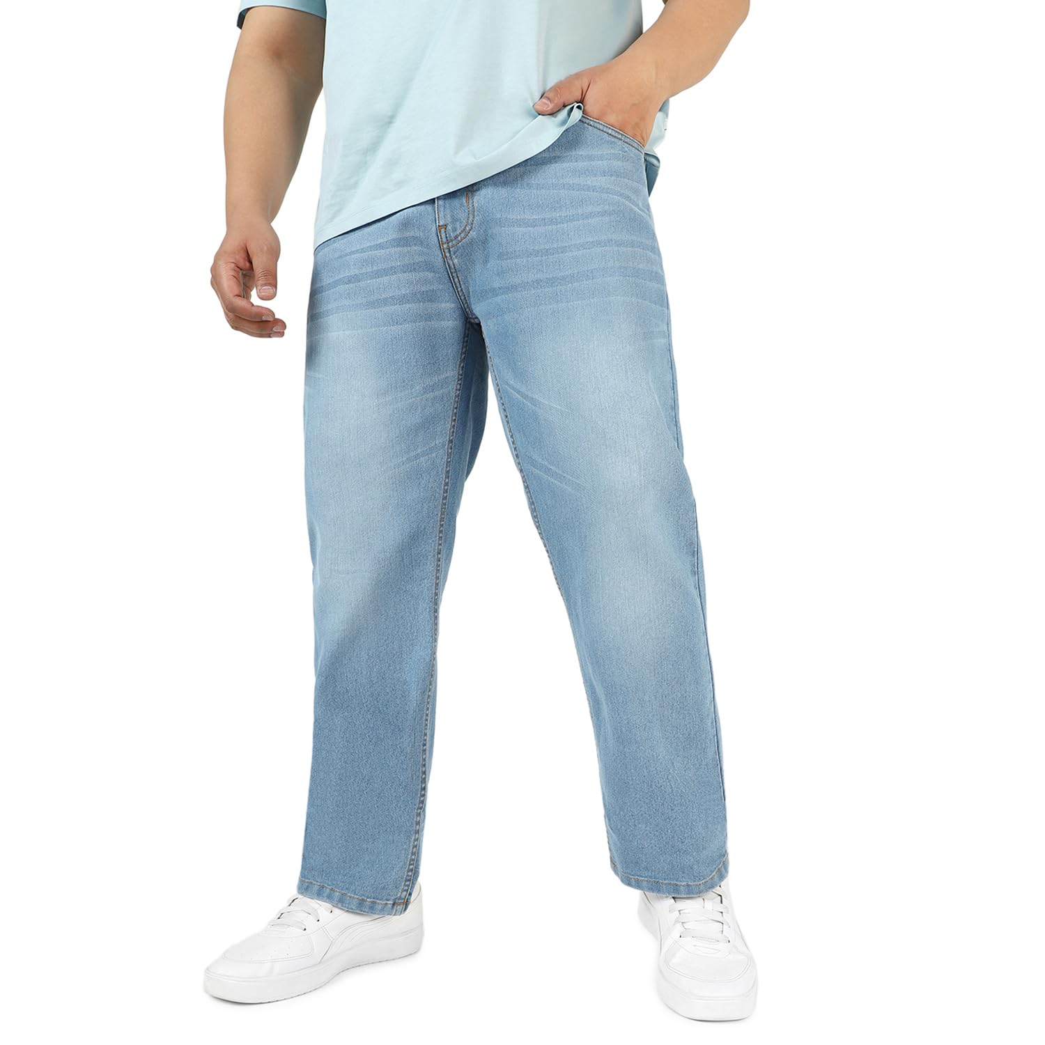 Urbano Plus Men’s Regular Fit Washed Jeans Stretchable