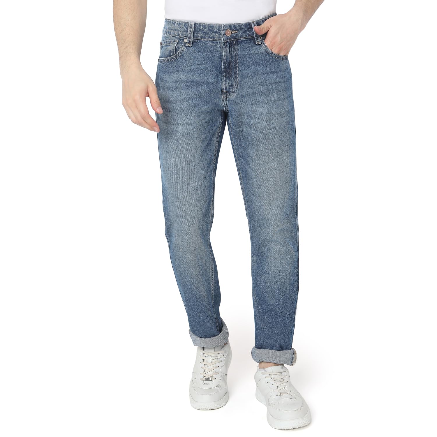 Spykar Men’s Regular Fit Mid Rise Jeans