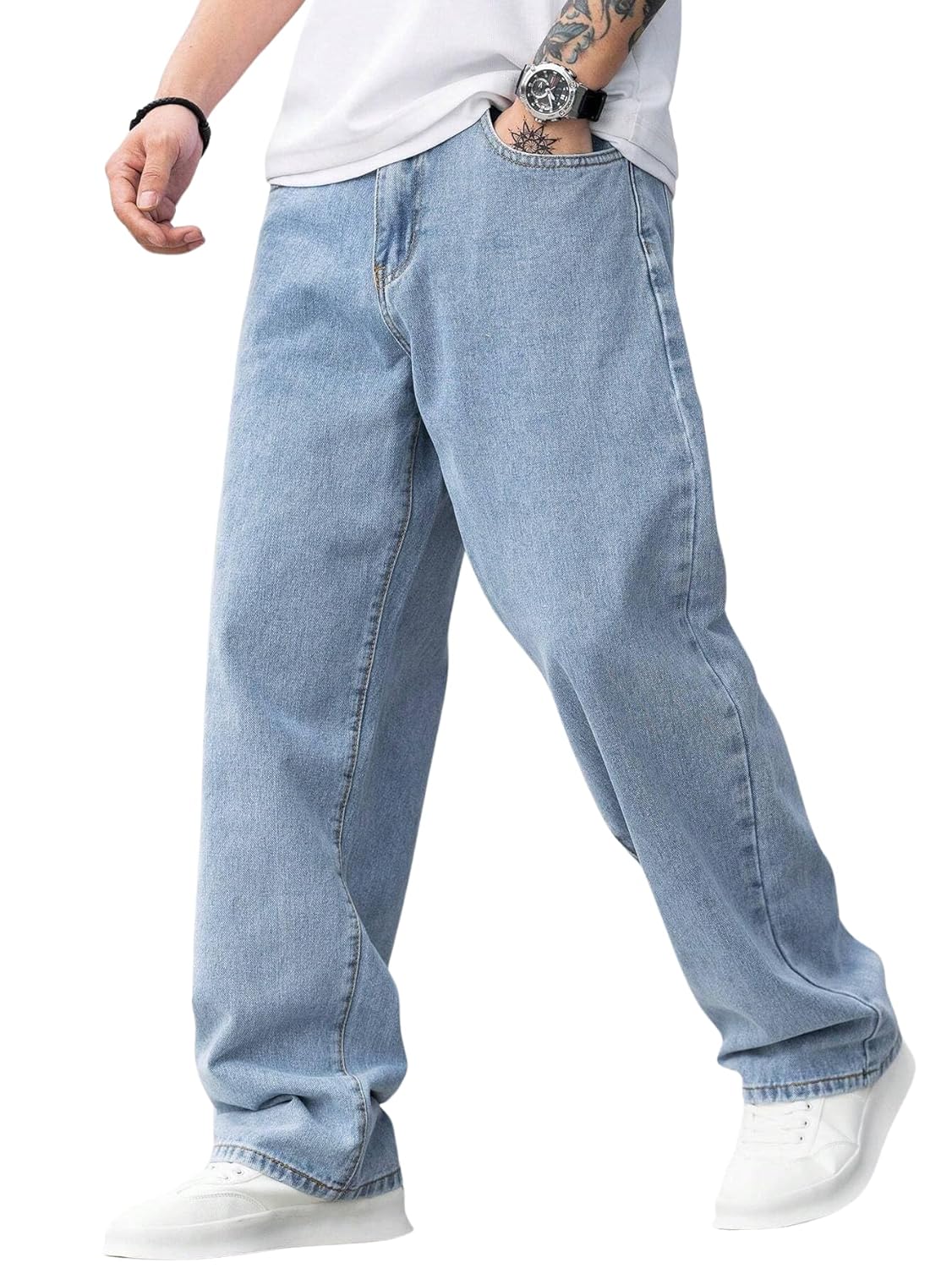 Lymio Baggy Denim Jeans Pants for Men (L-Jeans)