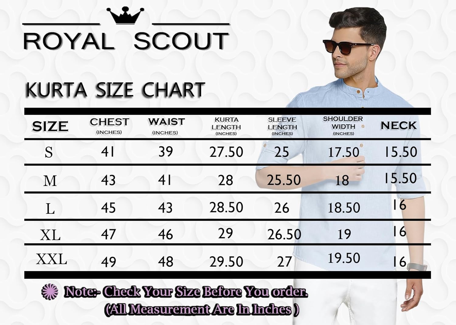 ROYALSCOUT Men’s Cotton Polyester Blend Full Sleeve Short Kurta Perfect for Office Gatherings, Festive Dressing, or Traditional Looks