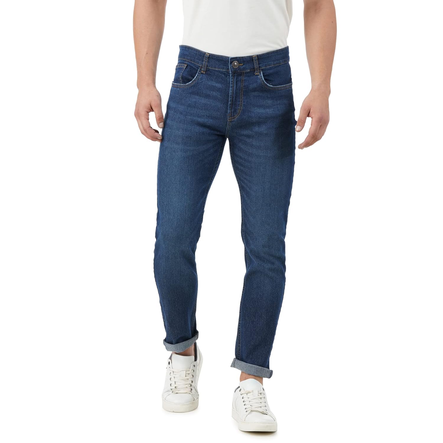 INKD Men’s Regular Fit Jeans – Mid-Rise | Cotton Blend | Stretchable Fabric | Classic 5 Pocket Styling