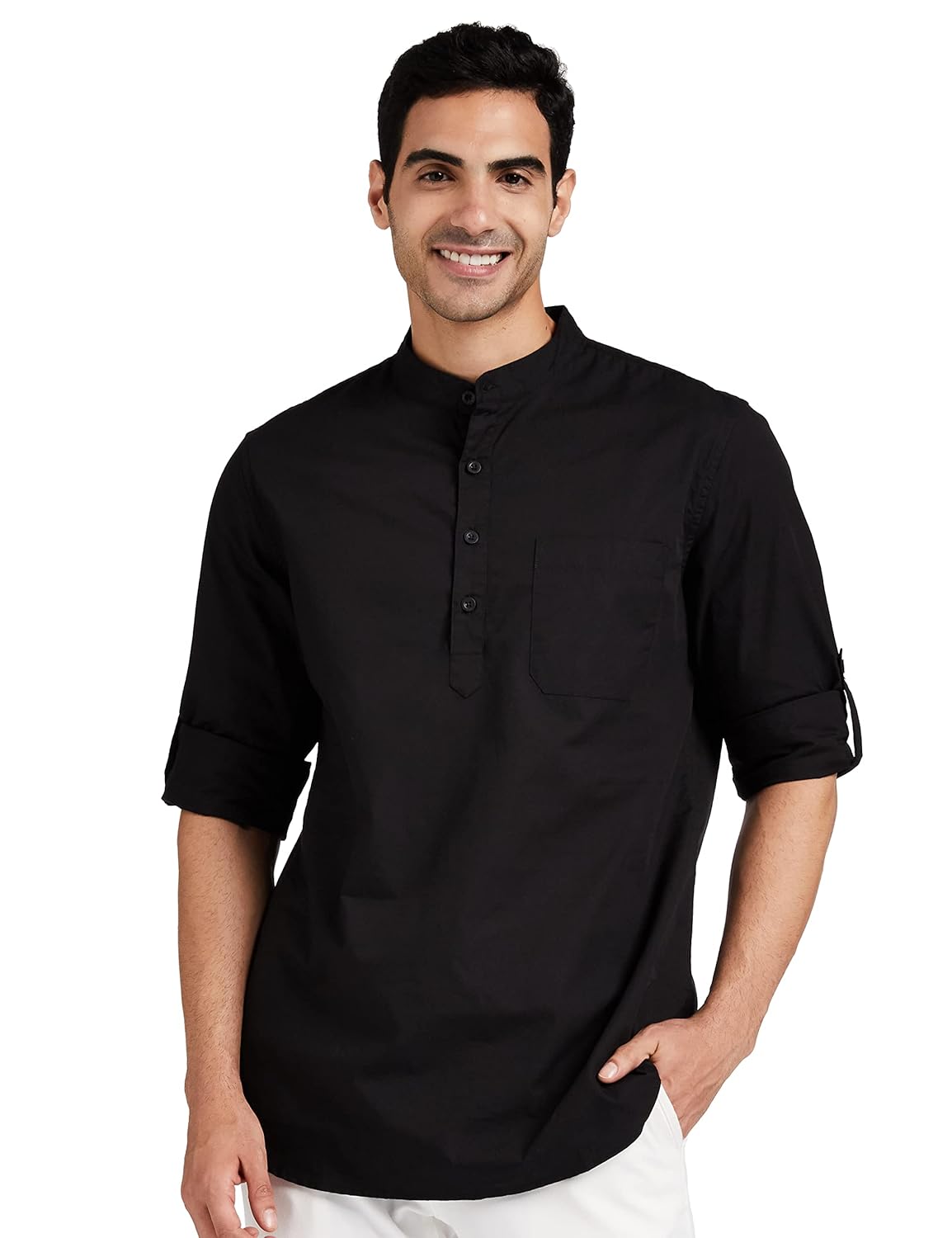 Amazon Brand – Symbol Men’s 100% Cotton Regular Fit Casual Shirt (Kurta Placket Style) (Available in Combo Packs)
