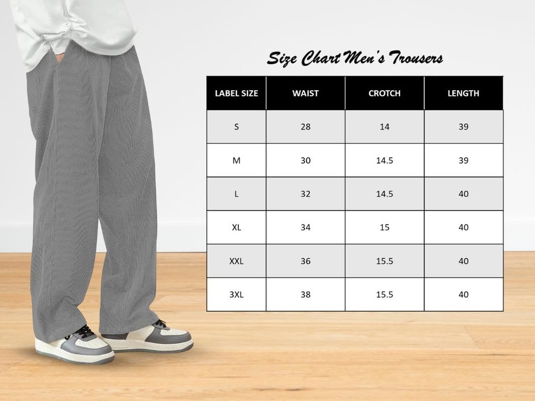 SMOWKLY Men’s Premium Polycotton Causal Baggy Fit Jogger || Lightweight & Flexible Elastic Waist with Drawstring || Wrinkle-Free Comfortable Trouser Pant for Summer