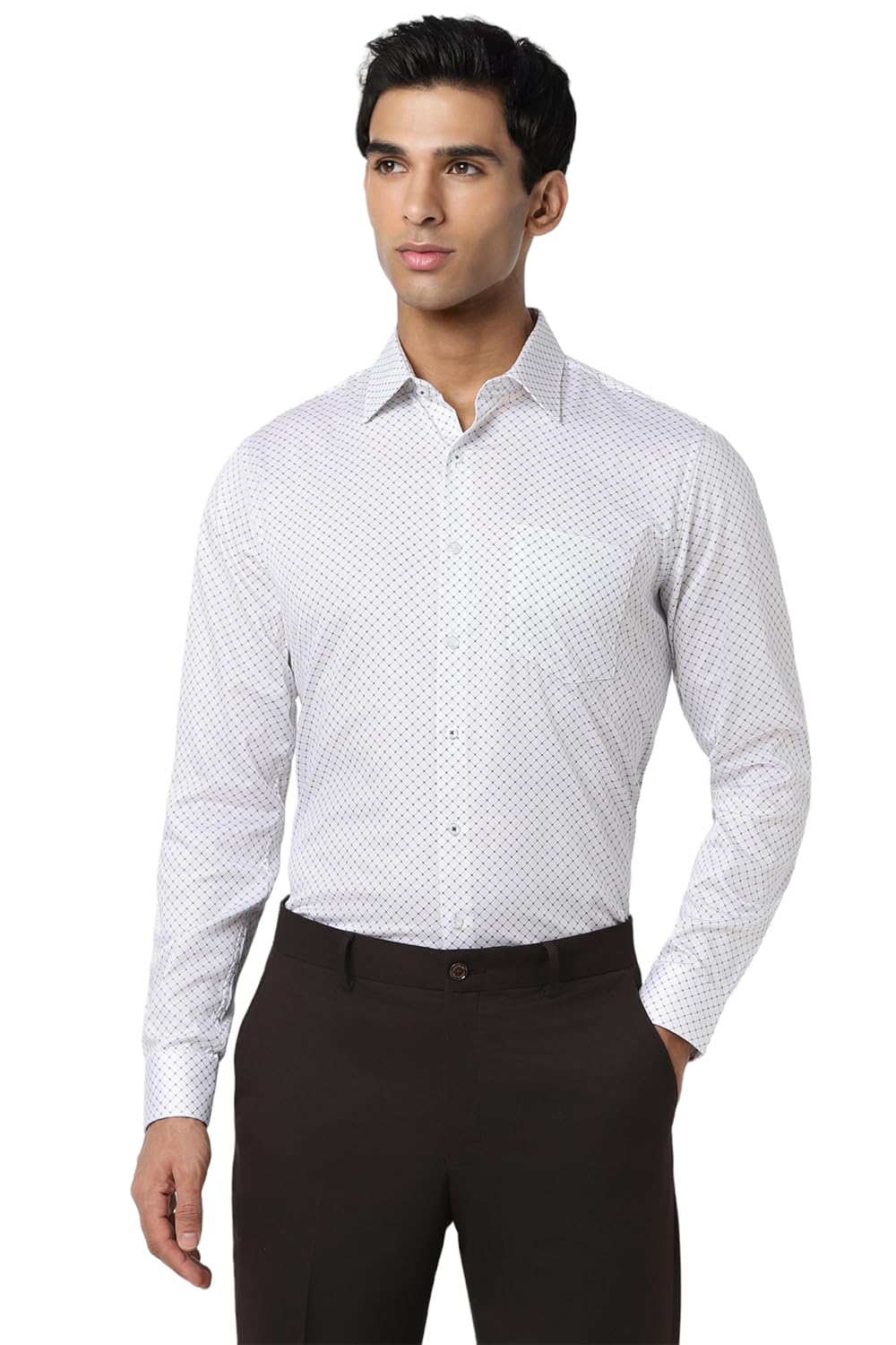 Van Heusen Men’s 100% Cotton Slim Fit Printed Formal Shirt