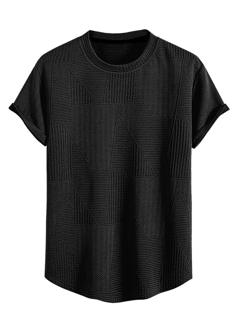 GRECIILOOKS T Shirt for Men Cotton | Textured Oversized Fit Men t-Shirt | Round Neck Half Sleeve Men t-Shirt