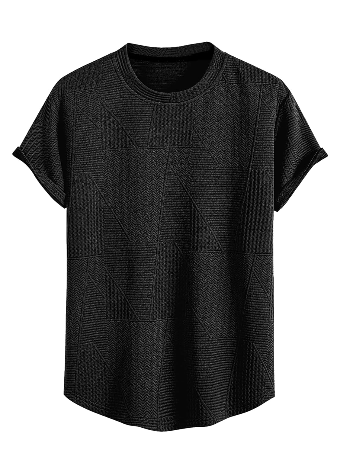 GRECIILOOKS T Shirt for Men Cotton | Textured Oversized Fit Men t-Shirt | Round Neck Half Sleeve Men t-Shirt