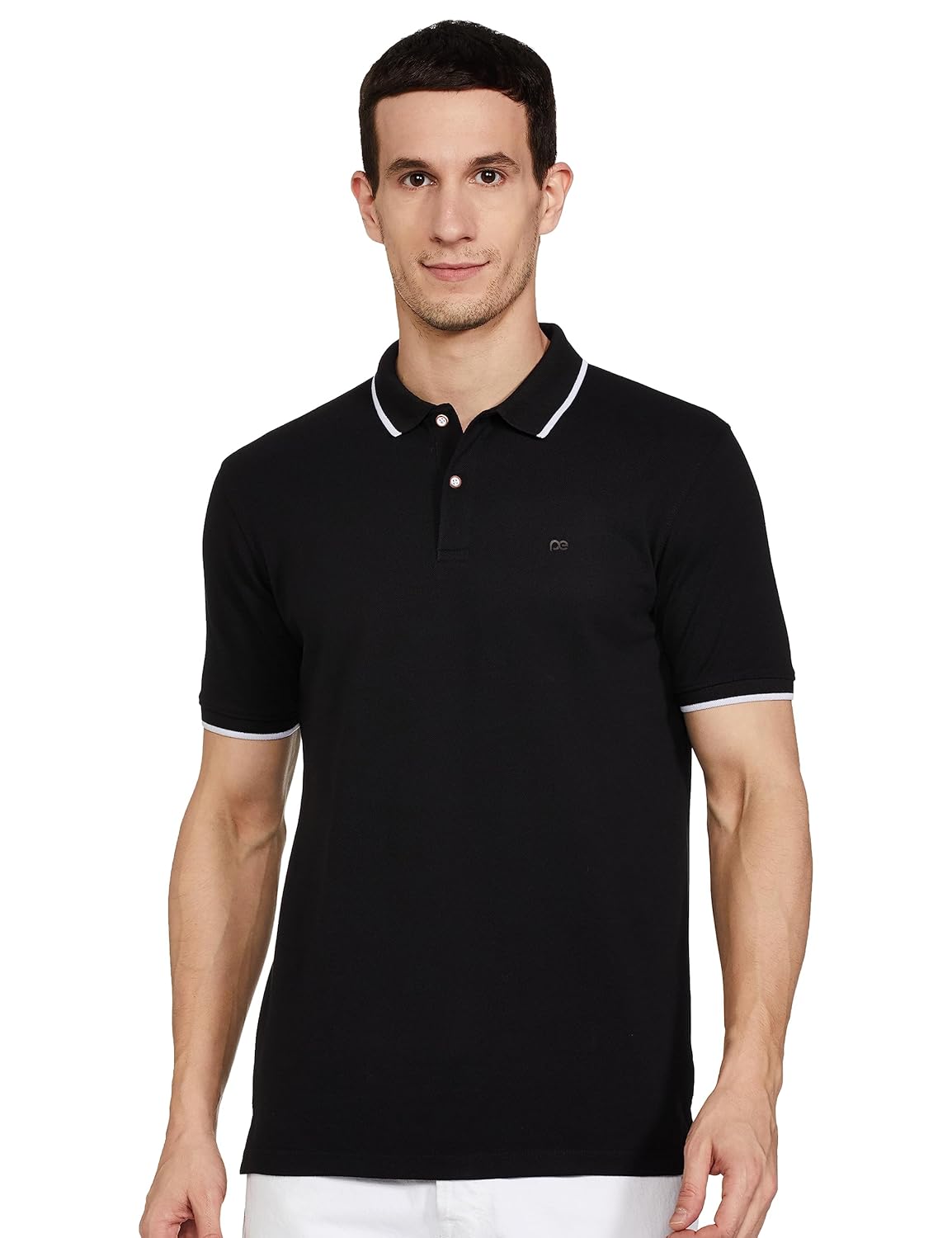 Peter England Men’s Snug Fit Solid Polo T-Shirt with Coloured Collar Tipping| Cotton Rich| Premium Pique Weave