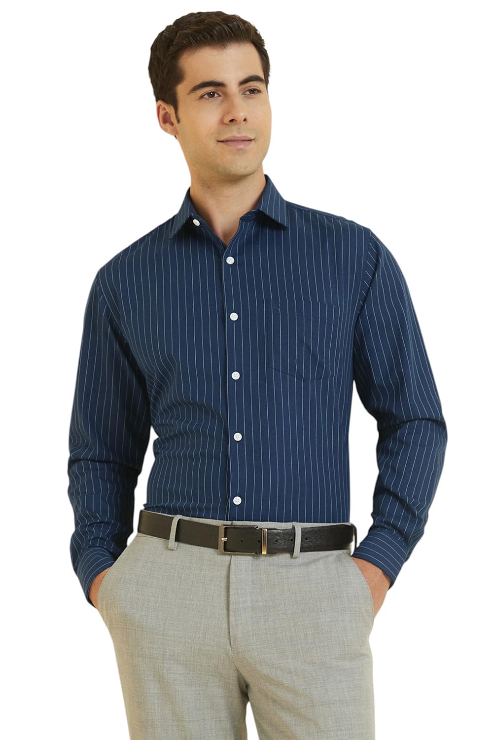 Allen Solly Men’s Cotton Classic Fit Stripe Formal Shirt Allen Solly Men’s Cotton Classic Fit Stripe Formal Shirt