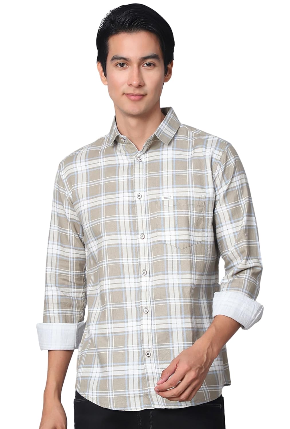 Majestic Man Men Comfort Slim Fit Opaque Checked Cotton Casual Shirt