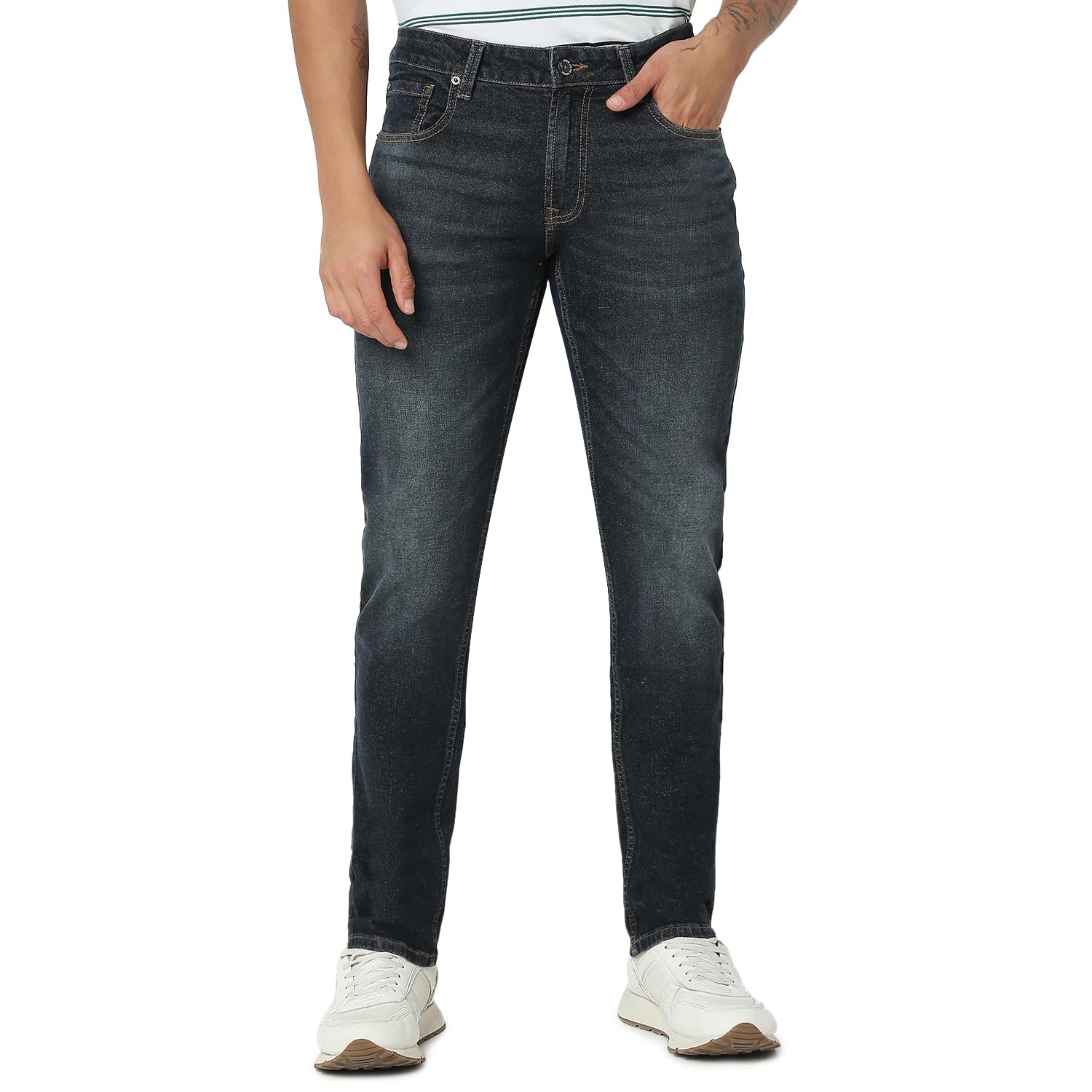 Spykar Men’s Regular Fit Mid Rise Jeans