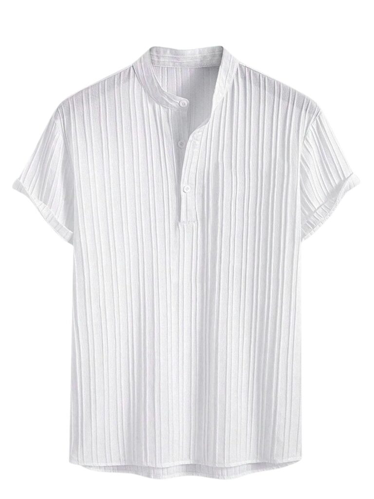 GRECIILOOKS Shirt for Men | Mens Casual Shirt | Men Stylish Shirt | Men Textured Shirt | Men’s Regular Fit | Men Ribbed Shirt | Short Sleeve Shirt for Summer Outdoor Activities