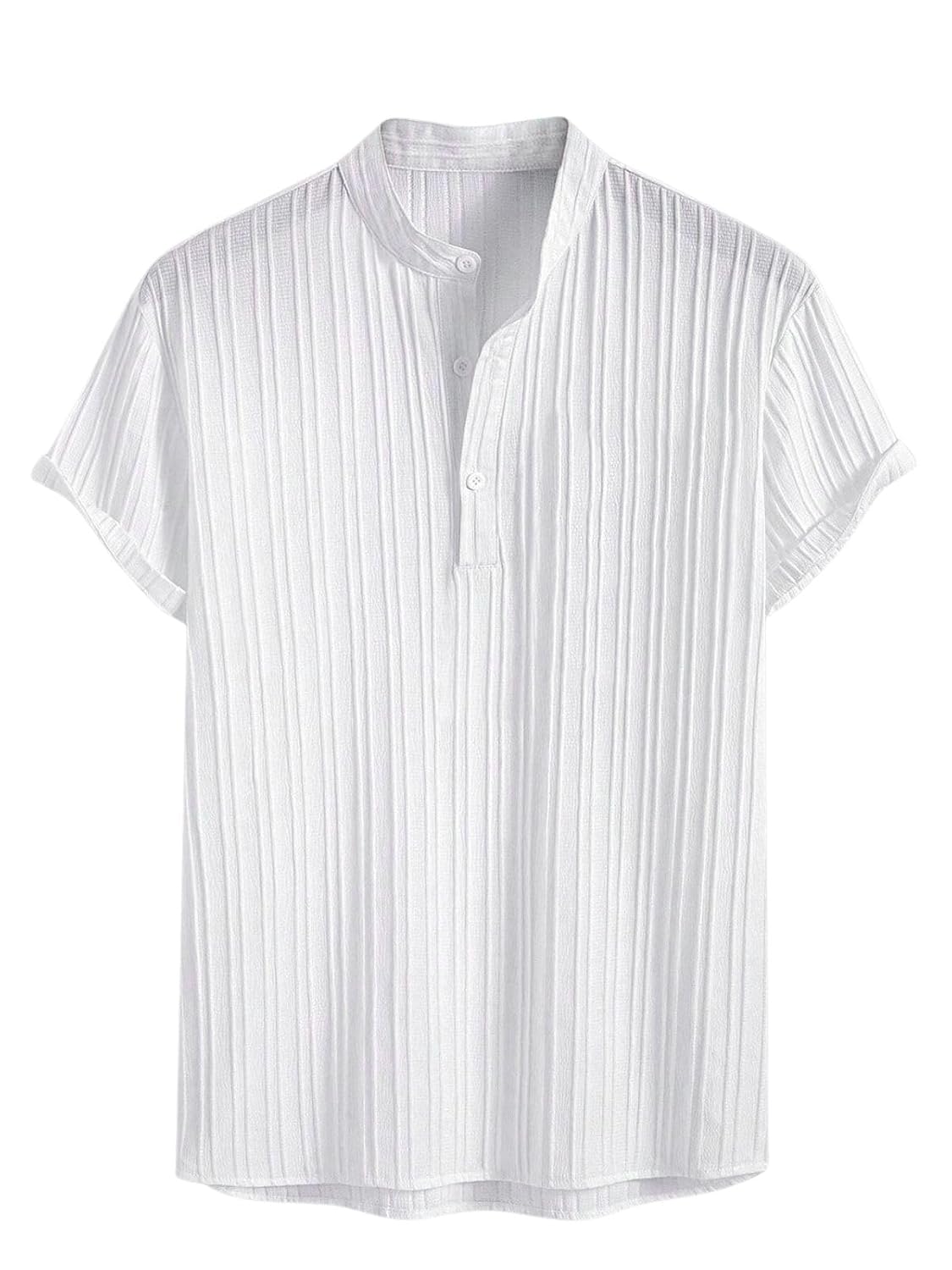 GRECIILOOKS Shirt for Men | Mens Casual Shirt | Men Stylish Shirt | Men Textured Shirt | Men’s Regular Fit | Men Ribbed Shirt | Short Sleeve Shirt for Summer Outdoor Activities