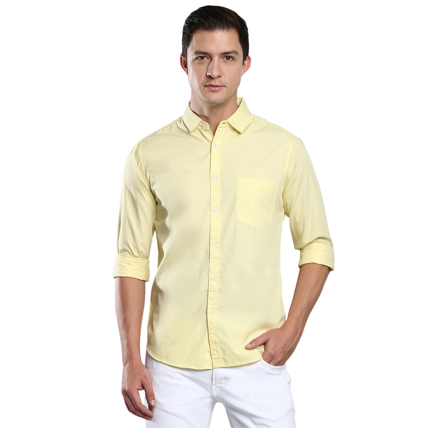 Dennis Lingo Men’s Solid Slim Fit Casual Shirt, Full Sleeve Shirt for Casual Wear & Formal Wear (Also Available in Plus Size)