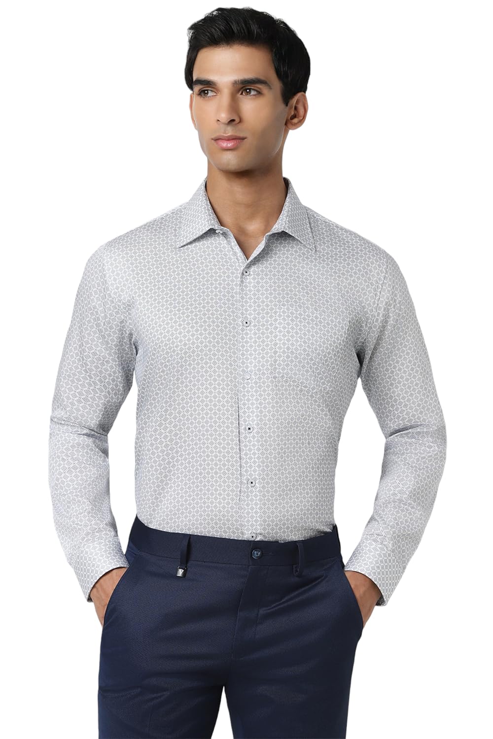Van Heusen Formal Printed Shirt for Men| Premium Cotton| Full Sleeves| Slim Fit |Breathable Fabric