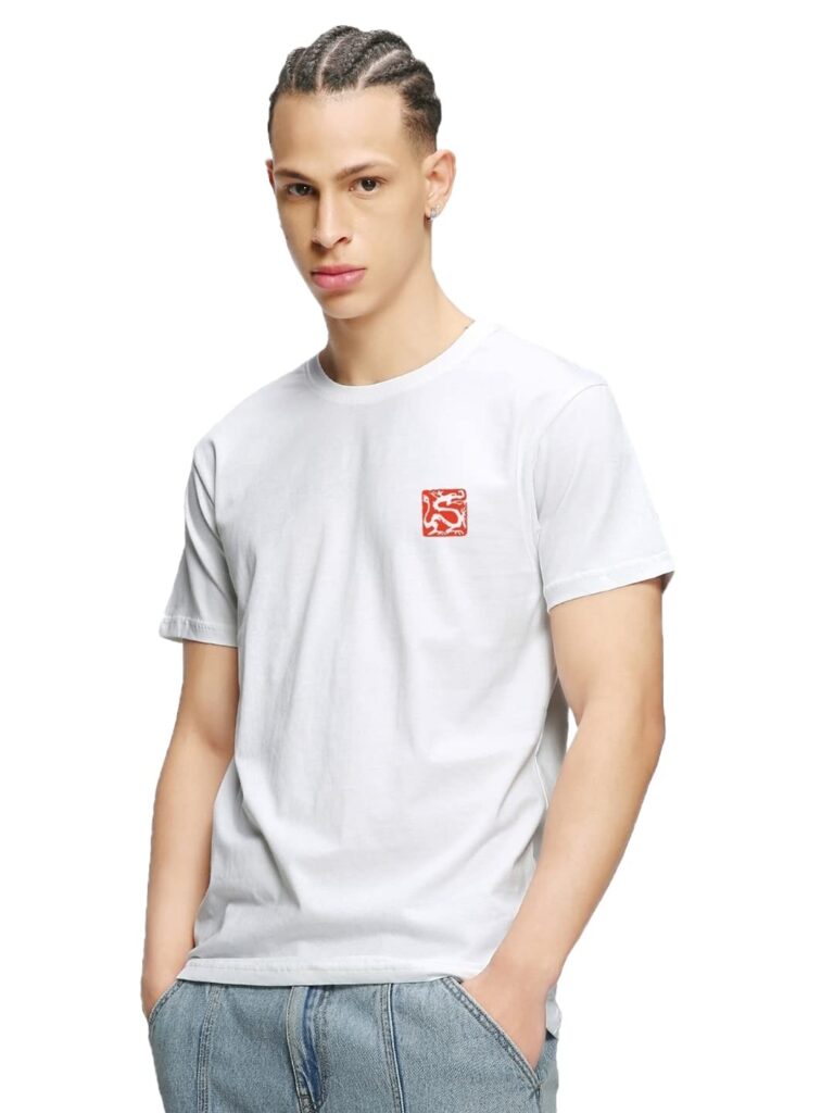 Bewakoof Men’s Printed 100% Cotton T-Shirt – Regular Fit, Round Neck, Half Sleeves