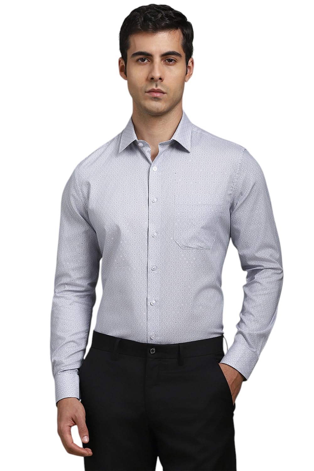 Louis Philippe Men’s Easy to Iron Premium Cotton Wrinkle Resistant Slim fit Printed Formal Shirt