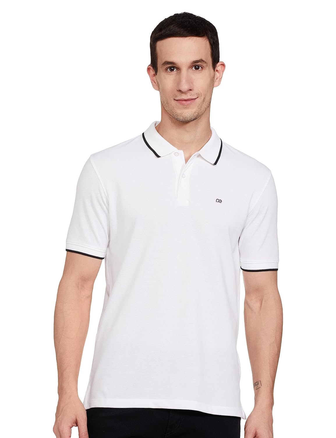 Peter England Men’s Snug Fit Solid Polo T-Shirt with Coloured Collar Tipping| Cotton Rich| Premium Pique Weave