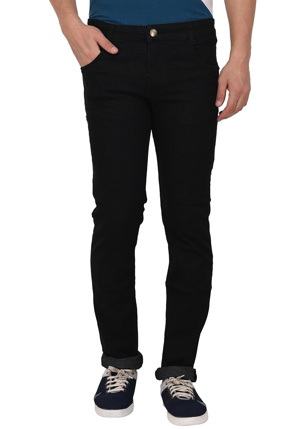 STUDIO NEXX Men’s Regular Fit Stretch Jeans (Black)