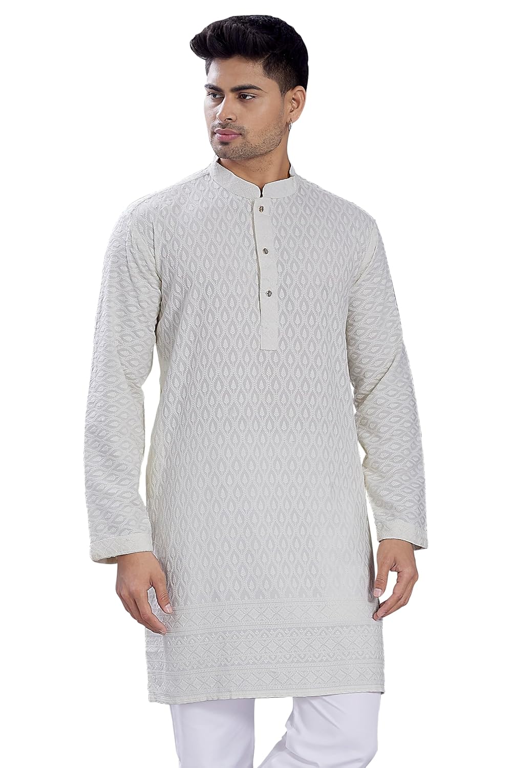 DIVISIVE Men’s Thread Embroidered Cotton Blend Only Slim Fit Kurta