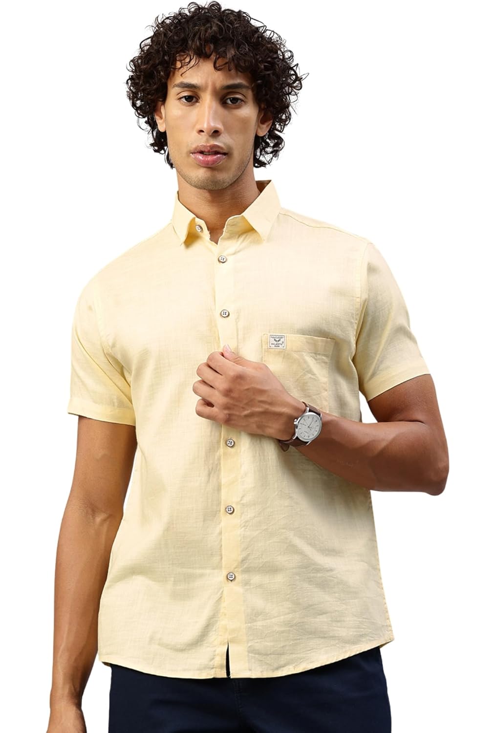 Majestic Man Men Slim Fit Pure Cotton Solid Half Sleeve Casual Shirt