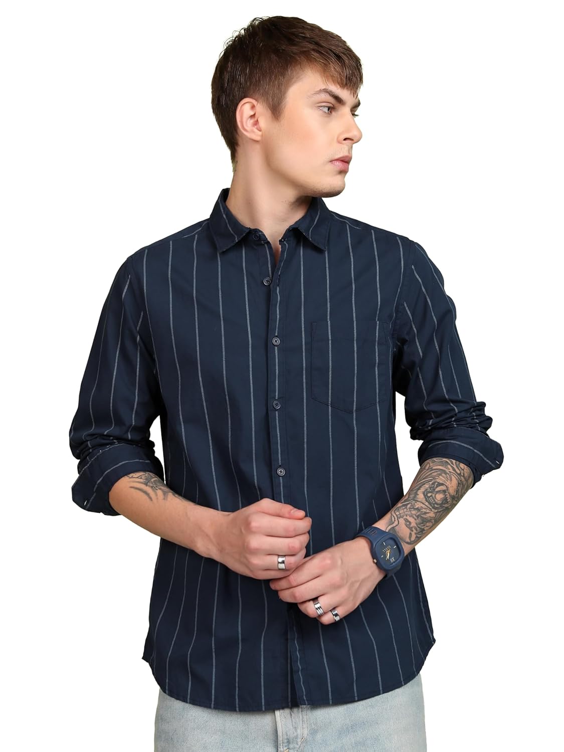 Highlander Men’s Striped Slim Fit Shirt