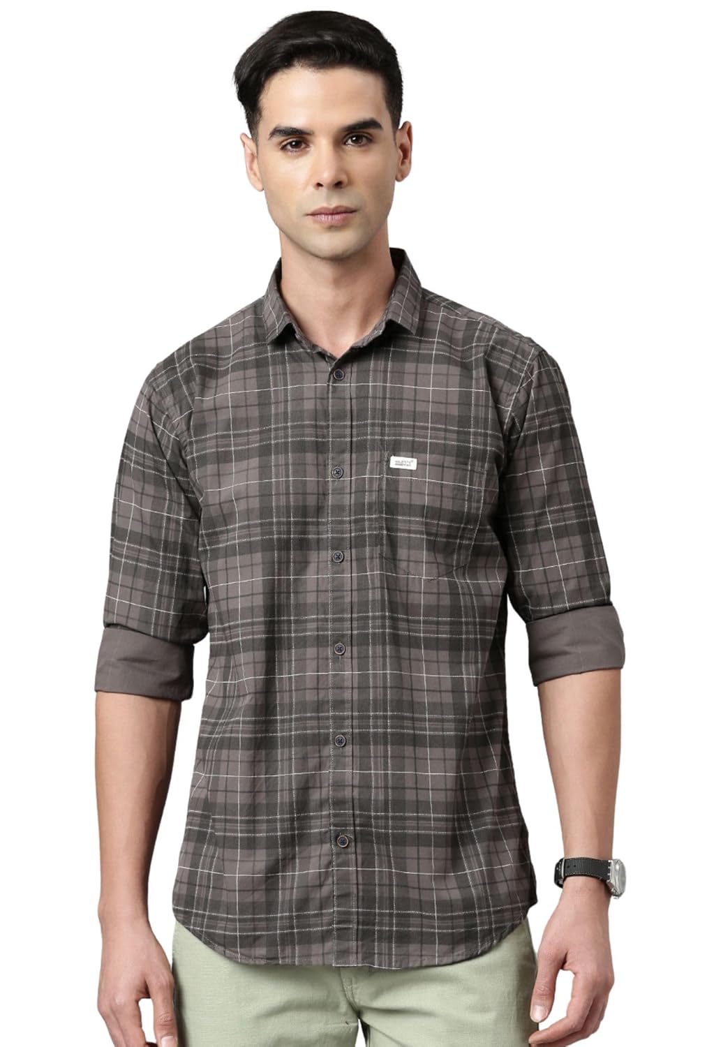 Majestic Man Men Comfort Slim Fit Opaque Checked Pure Cotton Casual Shirt