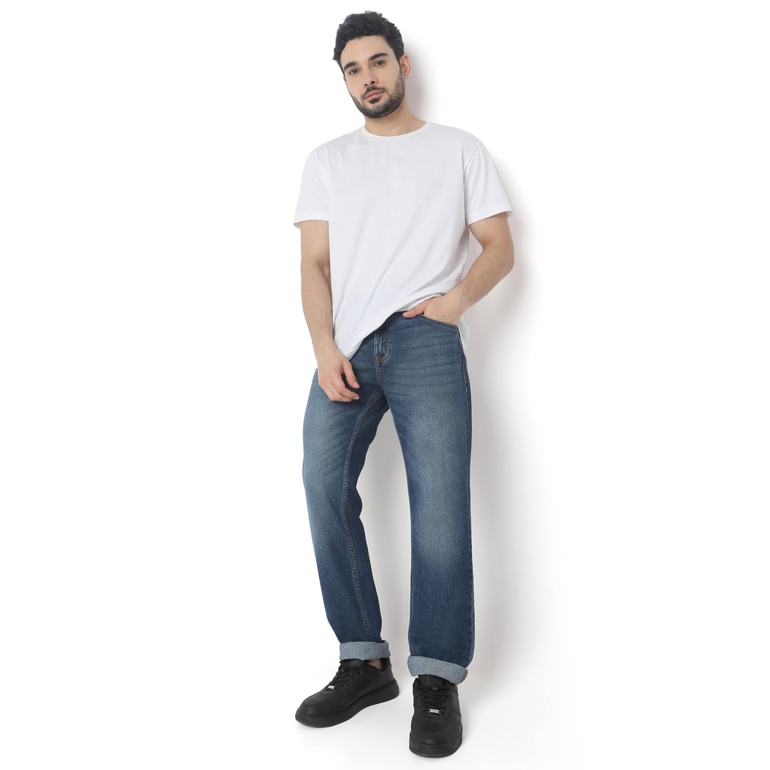 Spykar Men’s Mid Rise Regular Jeans