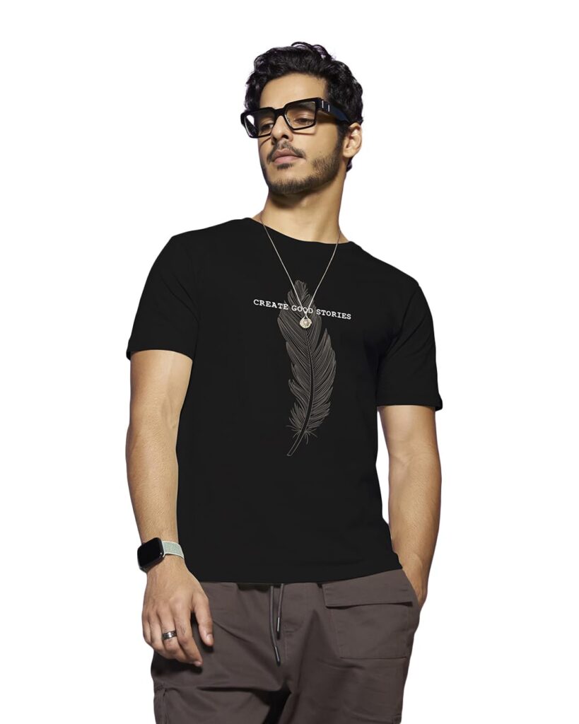 Bewakoof Men’s Printed 100% Cotton T-Shirt – Regular Fit, Round Neck, Half Sleeves