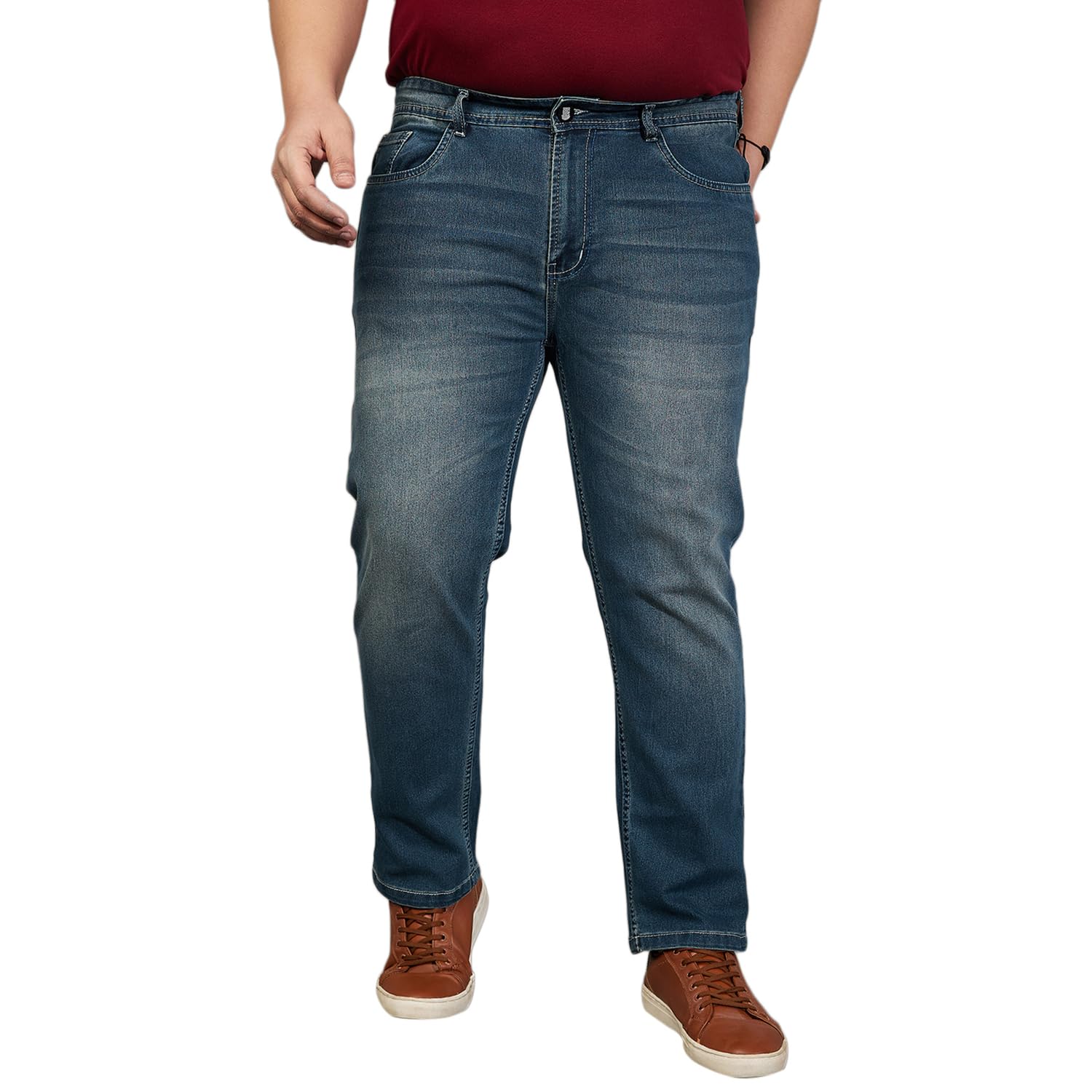 Bigbanana Plus Size Men’s Regular Fit Washed Jeans