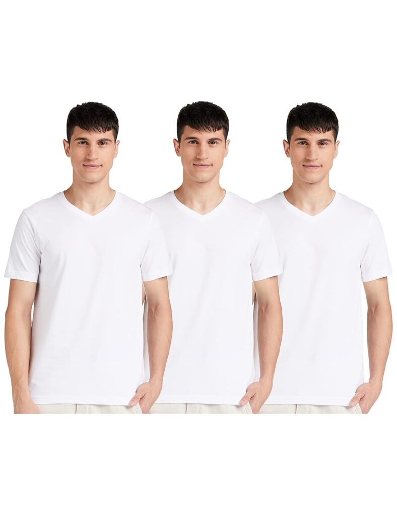 Amazon Brand – Symbol Men’s Solid Cotton T Shirt | Plain | V Neck | Half Sleeve-Regular Fit | Combo Pack of 3 (Available in Plus Size)