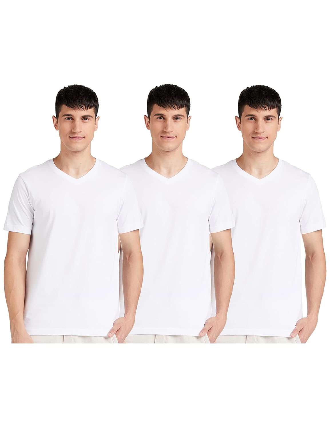 Amazon Brand – Symbol Men’s Solid Cotton T Shirt | Plain | V Neck | Half Sleeve-Regular Fit | Combo Pack of 3 (Available in Plus Size)