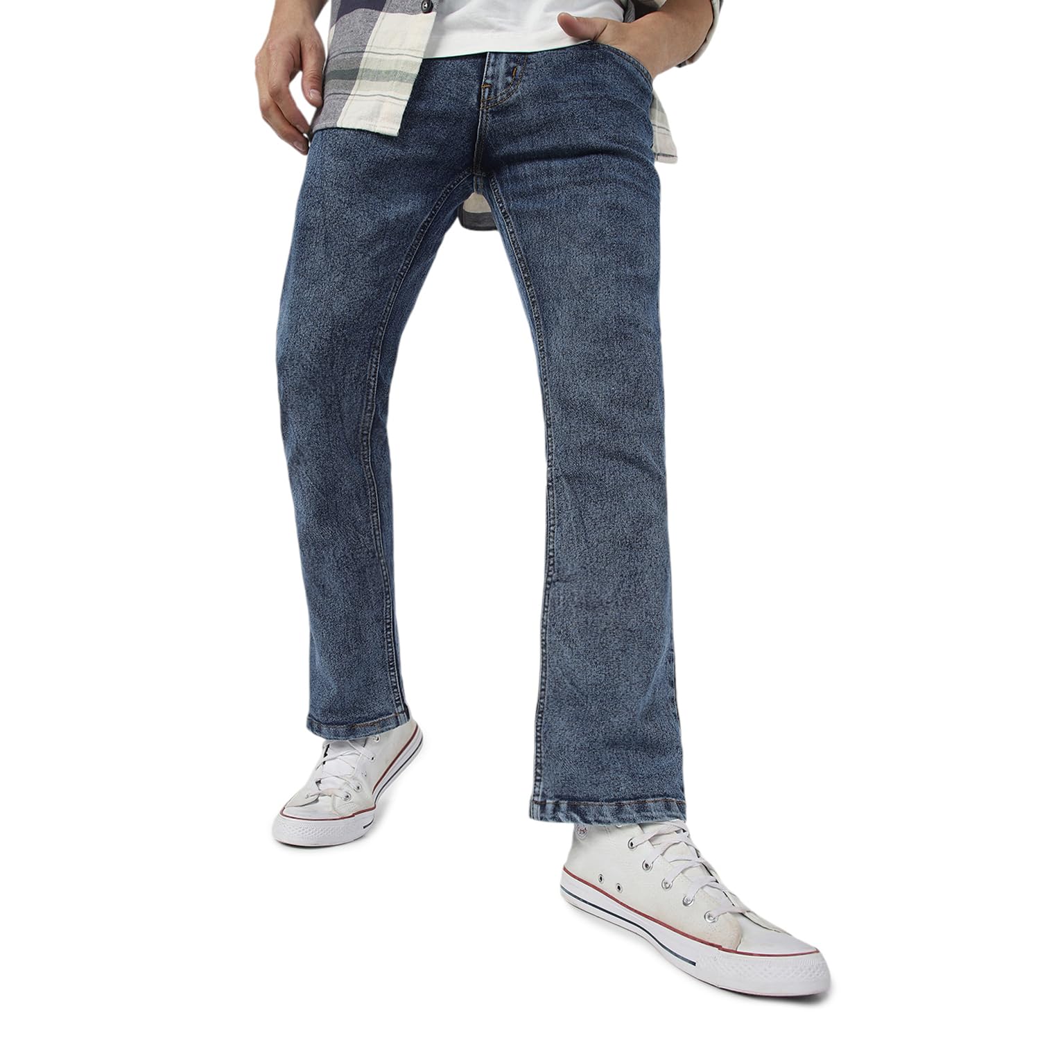 Urbano Fashion Men’s Washed Bootcut Jeans Stretchable