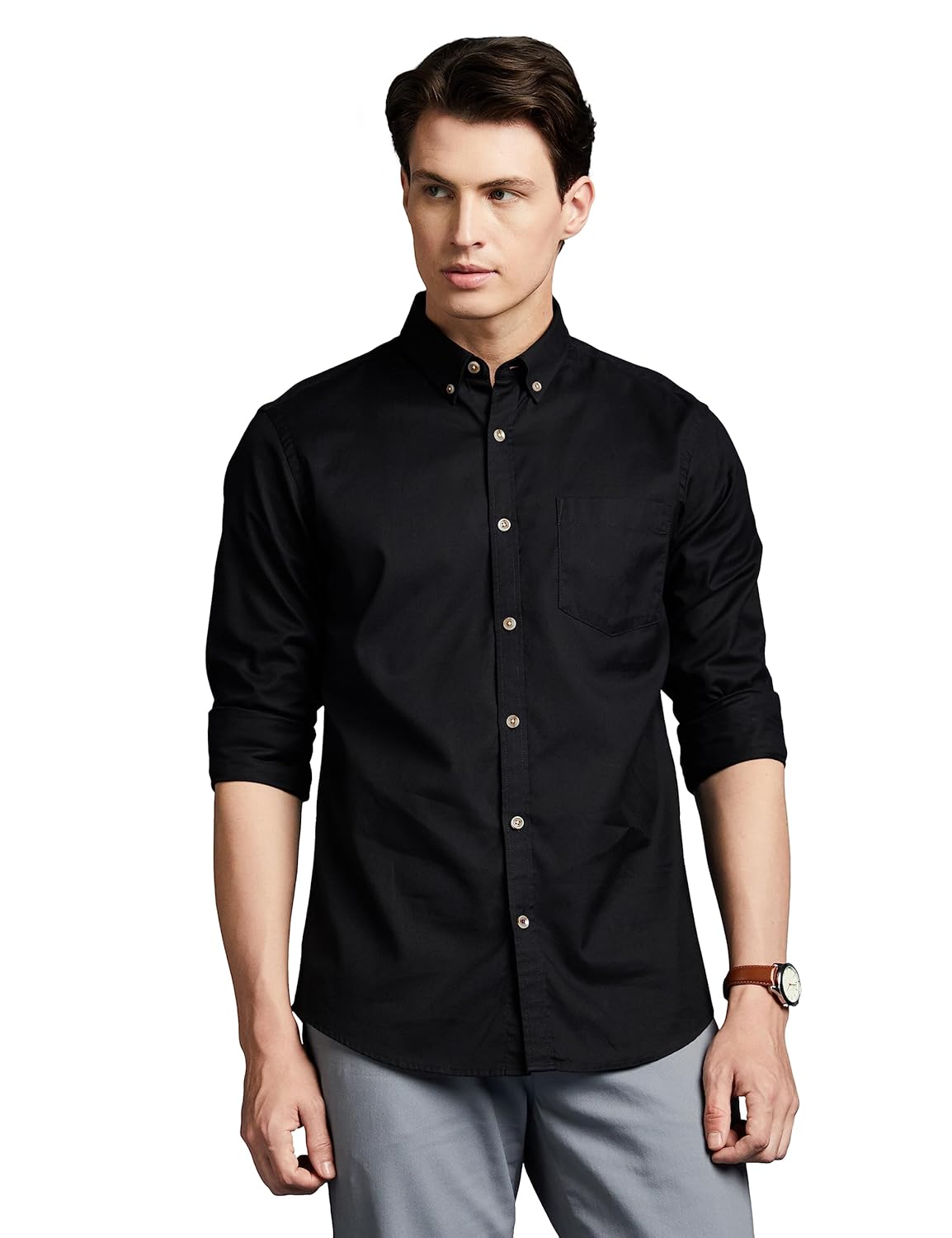 Symbol Premium Men’s Stylish Solid All Day Fresh Buttondown Casual Shirt – Regular Fit | Plain | Full Sleeve | Cotton Semi Formal Wear (Available in Plus Size & Combo Pack)
