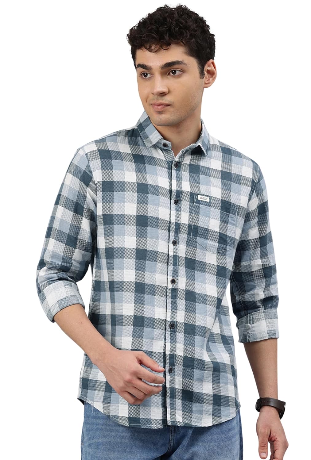 Majestic Man Men Comfort Slim Fit Opaque Checked Cotton Casual Shirt