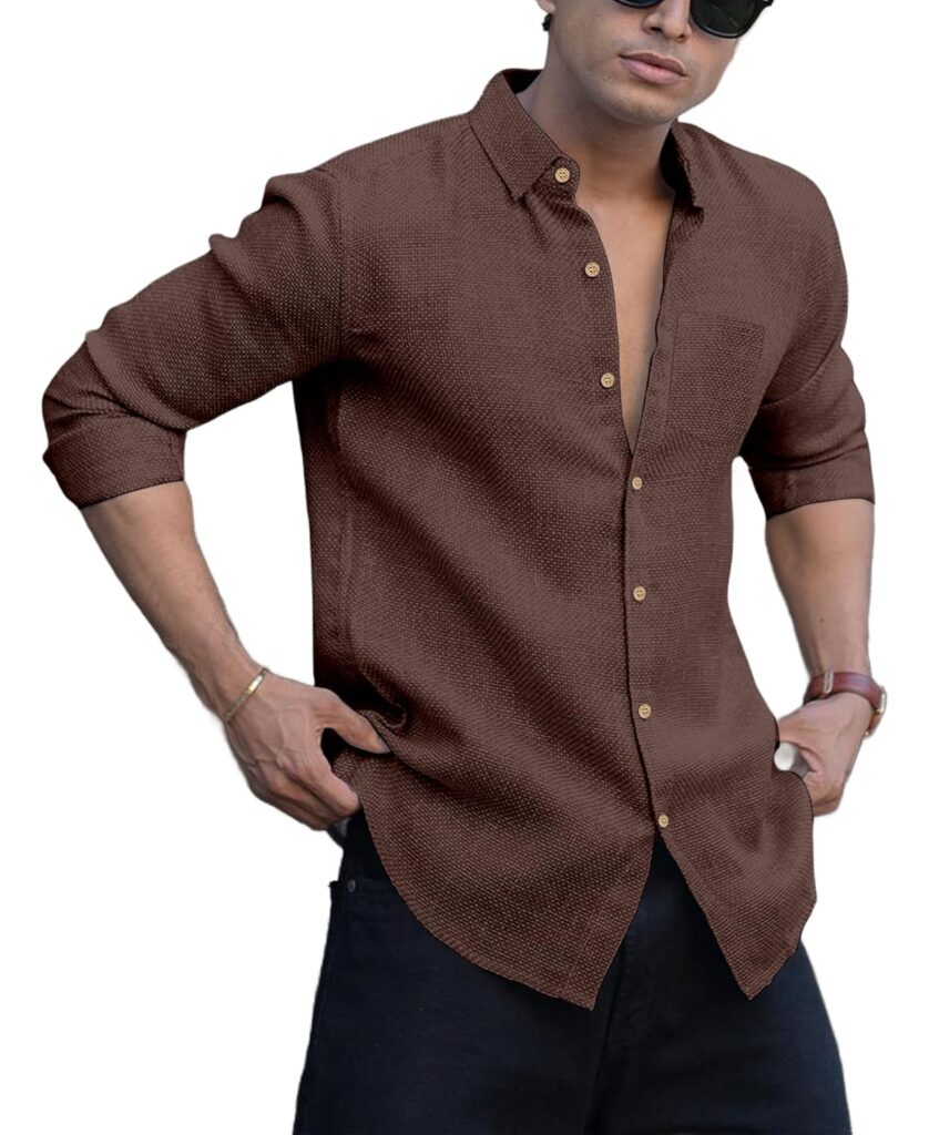 Men’s Solid Linen Cotton Shirt | Casual | Plain | Full Sleeve | Summer-Regular Fit| Men Stylish Shirt | Everyday Formal Wear