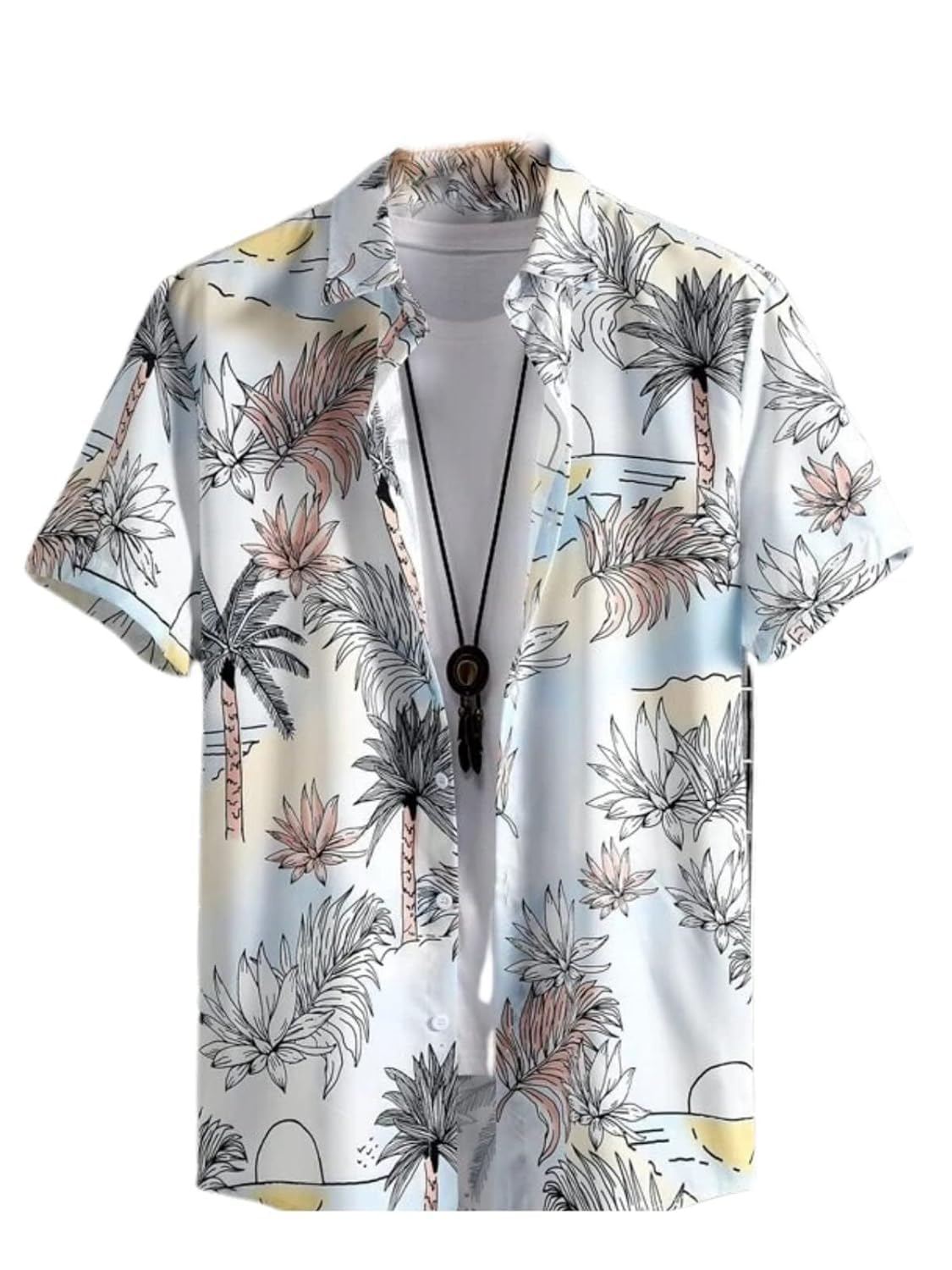 DHRUVI TRENDZ Shirts for Men | Rayon Abstract Printed Shirts | Regular Fit Shirts for Boys | Ideal for Travel | Picnic | Summer Wear Shirt for Men | Beach Shirts for Men