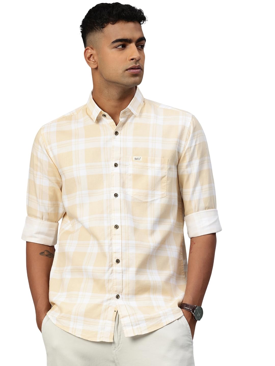 Majestic Man Comfort Slim Fit Pure Cotton Checked Casual Shirt