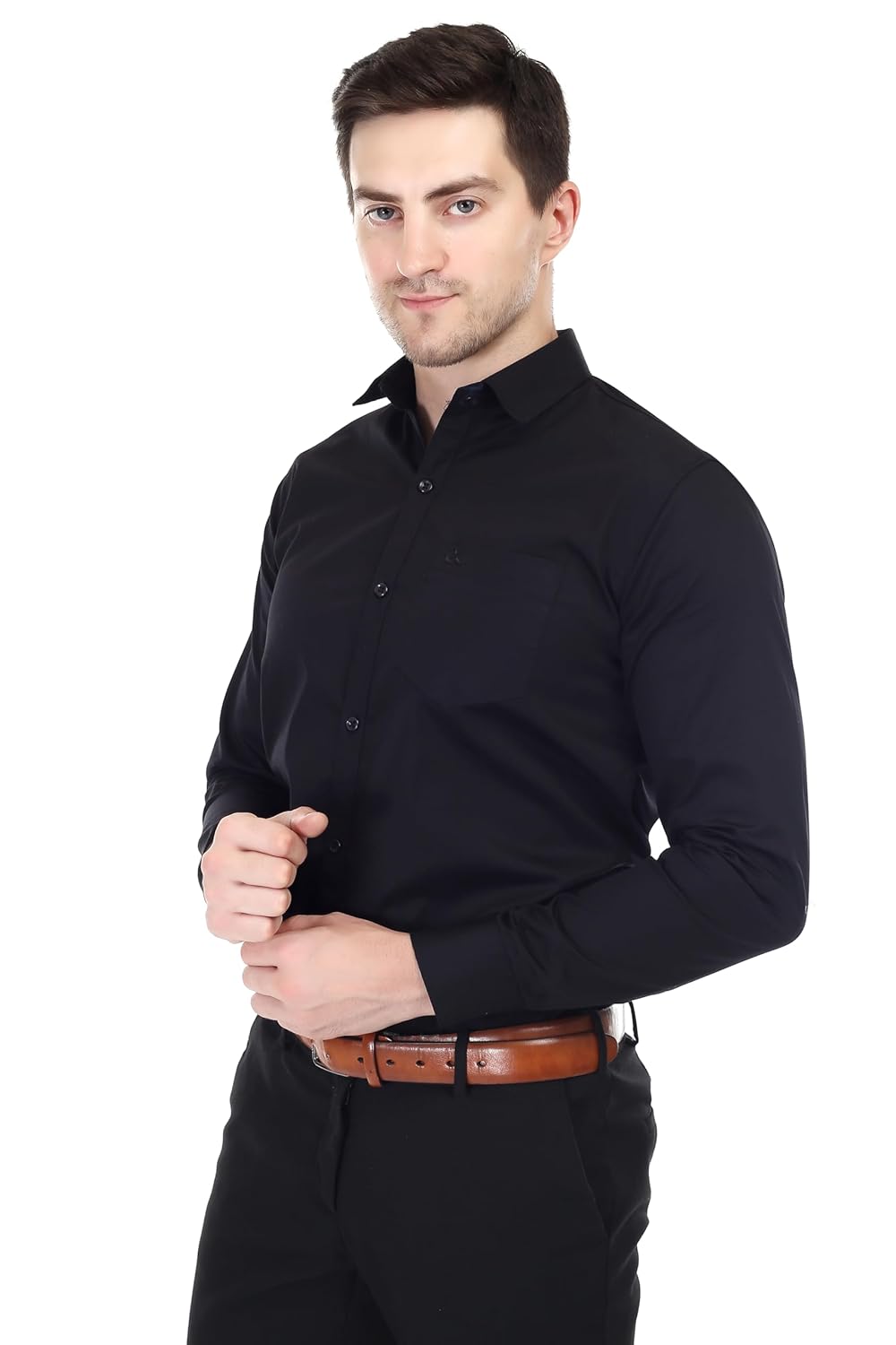 XJARVIS® Clifton Men’s Cotton Blend Shirt | Formal Shirt with Pocket | Plain | Spread Collar & Full Sleeves | Summer – Regular Fit