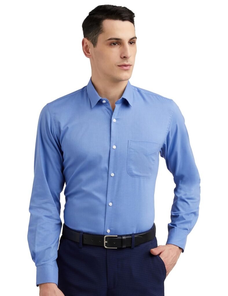 Peter England Men’s Everyday Solid Slim Fit Full Sleeve Formal Shirt | Cotton-Rich