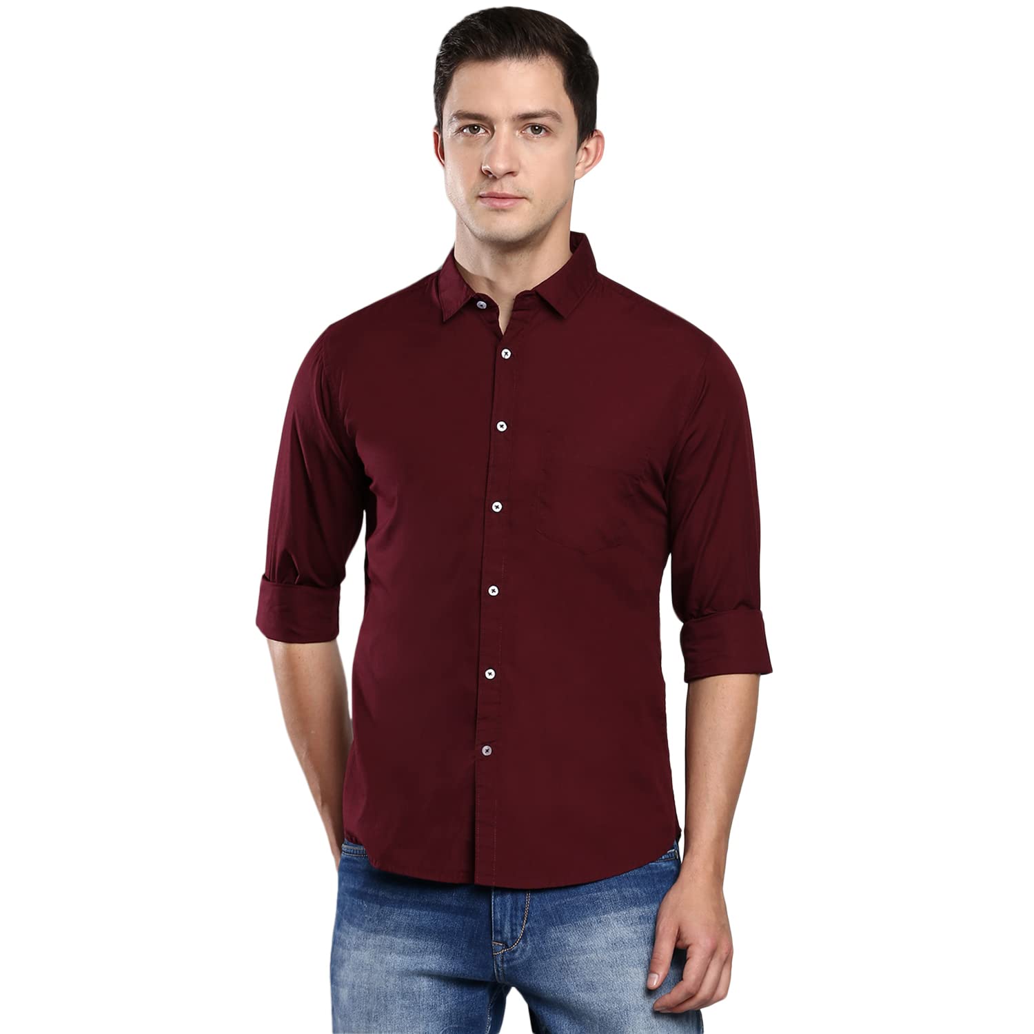 Dennis Lingo Men’s Solid Slim Fit Casual Shirt, Full Sleeve Shirt for Casual Wear & Formal Wear (Also Available in Plus Size)