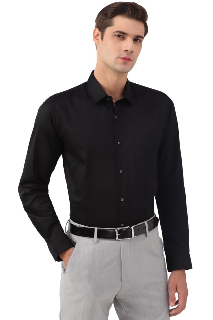 Peter England Premium 100% Cotton Solid Slim Fit Full Sleeve Party Shirt