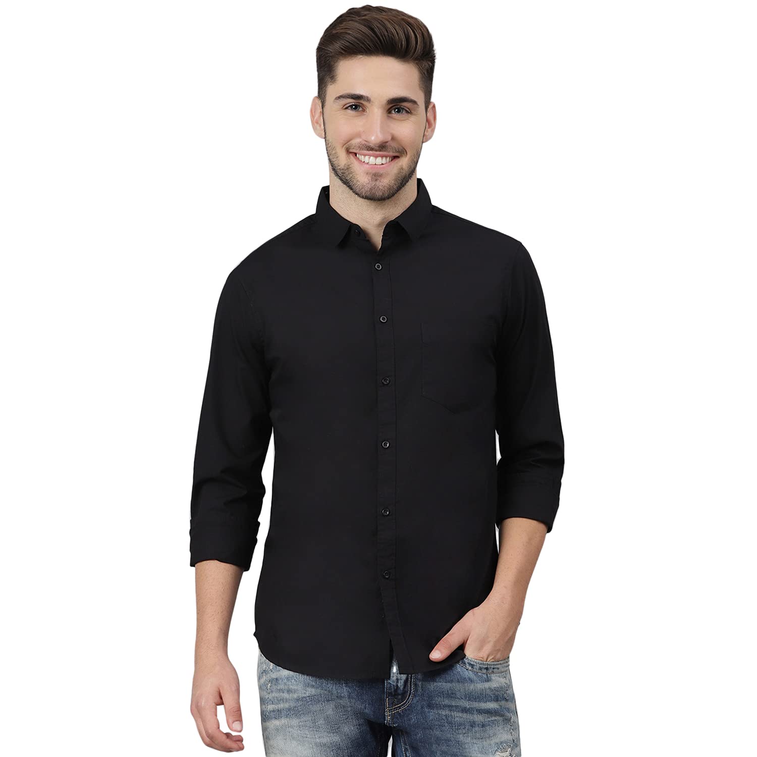 Dennis Lingo Men’s Solid Slim Fit Casual Shirt, Full Sleeve Shirt for Casual Wear & Formal Wear (Also Available in Plus Size)