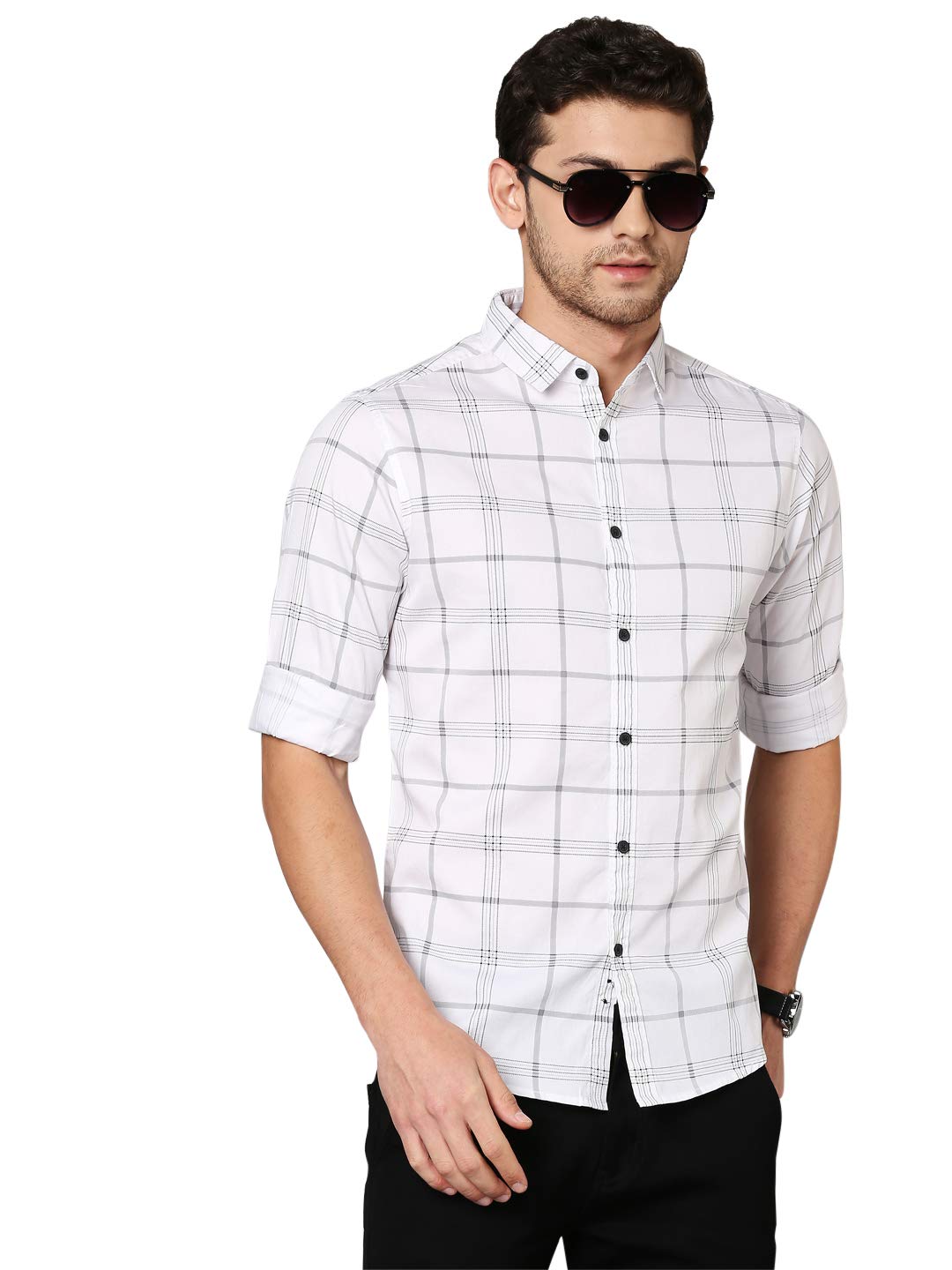 Dennis Lingo Men’s Checkered Slim Fit Cotton Casual Shirt