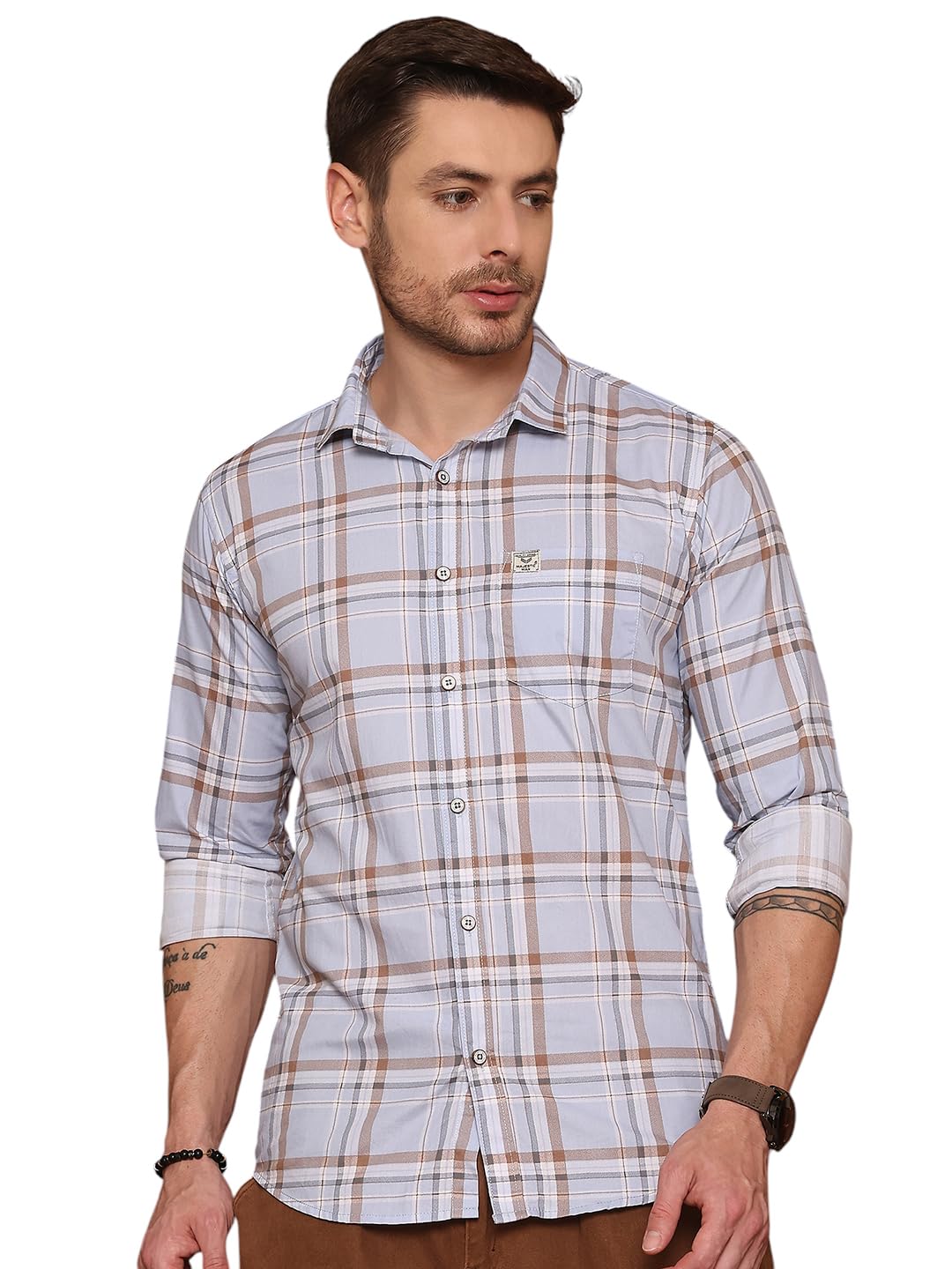 Majestic Man Comfort Slim Fit Pure Cotton Checked Casual Shirt