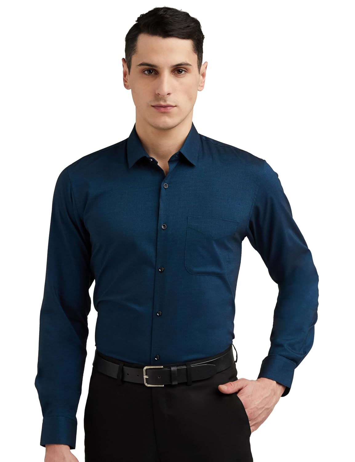 Peter England Men’s Everyday Solid Slim Fit Full Sleeve Formal Shirt | Cotton-Rich