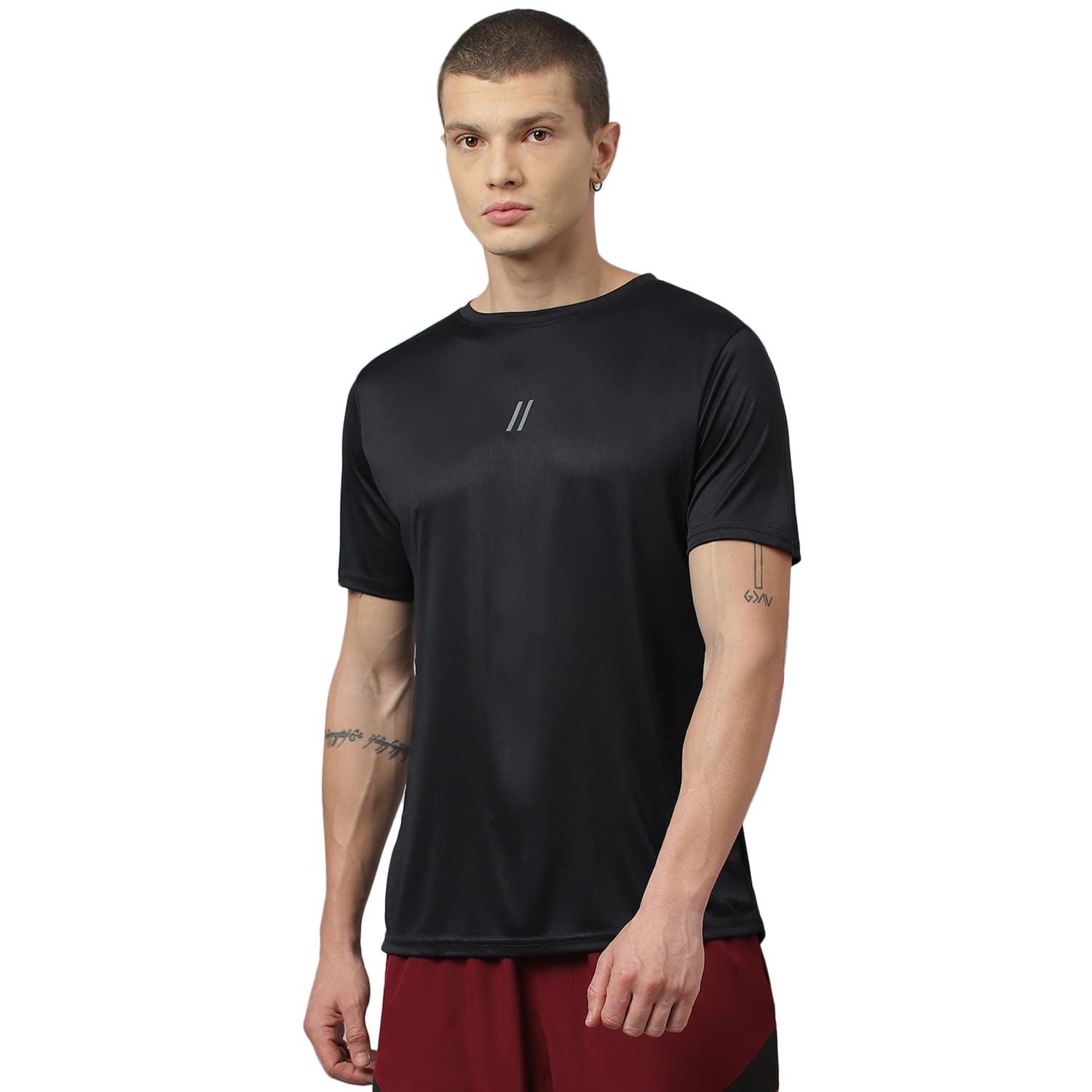 ATICX Men’s Slim Fit Polyester Half Sleeve T Shirt – Quick Dry Lycra Sports Training Tee for Gym, Running, Workout