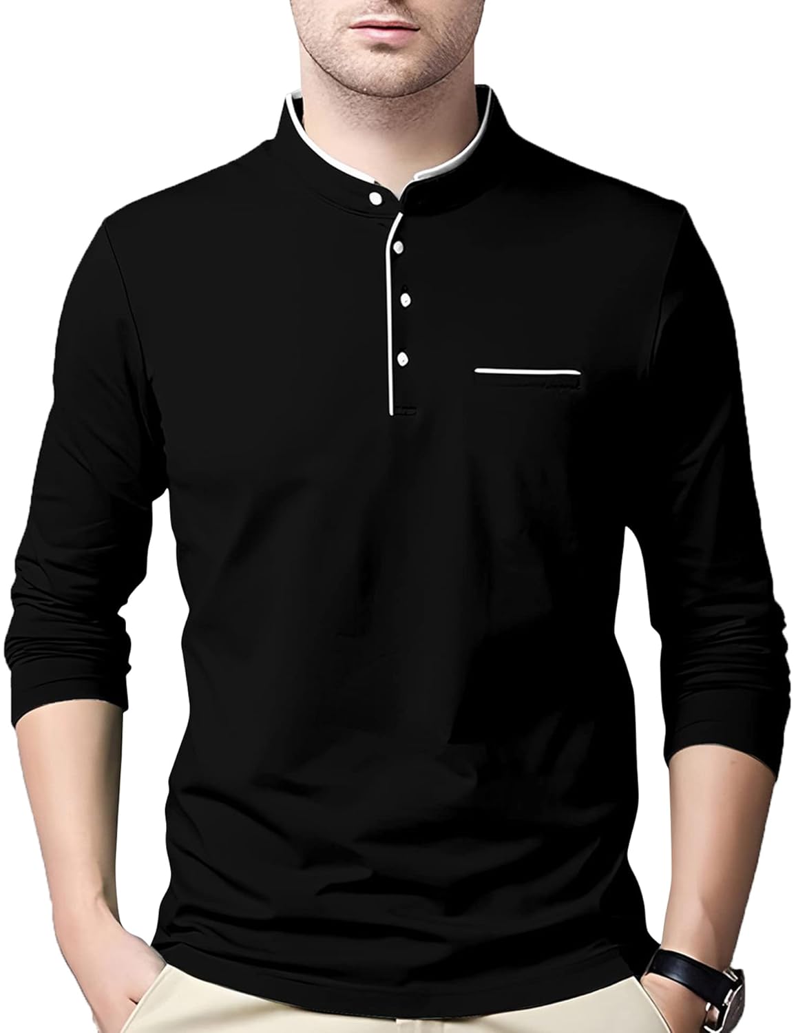 AUSK Men’s Cotton Henley Neck Full Sleeve Solid Regular Fit T-Shirt
