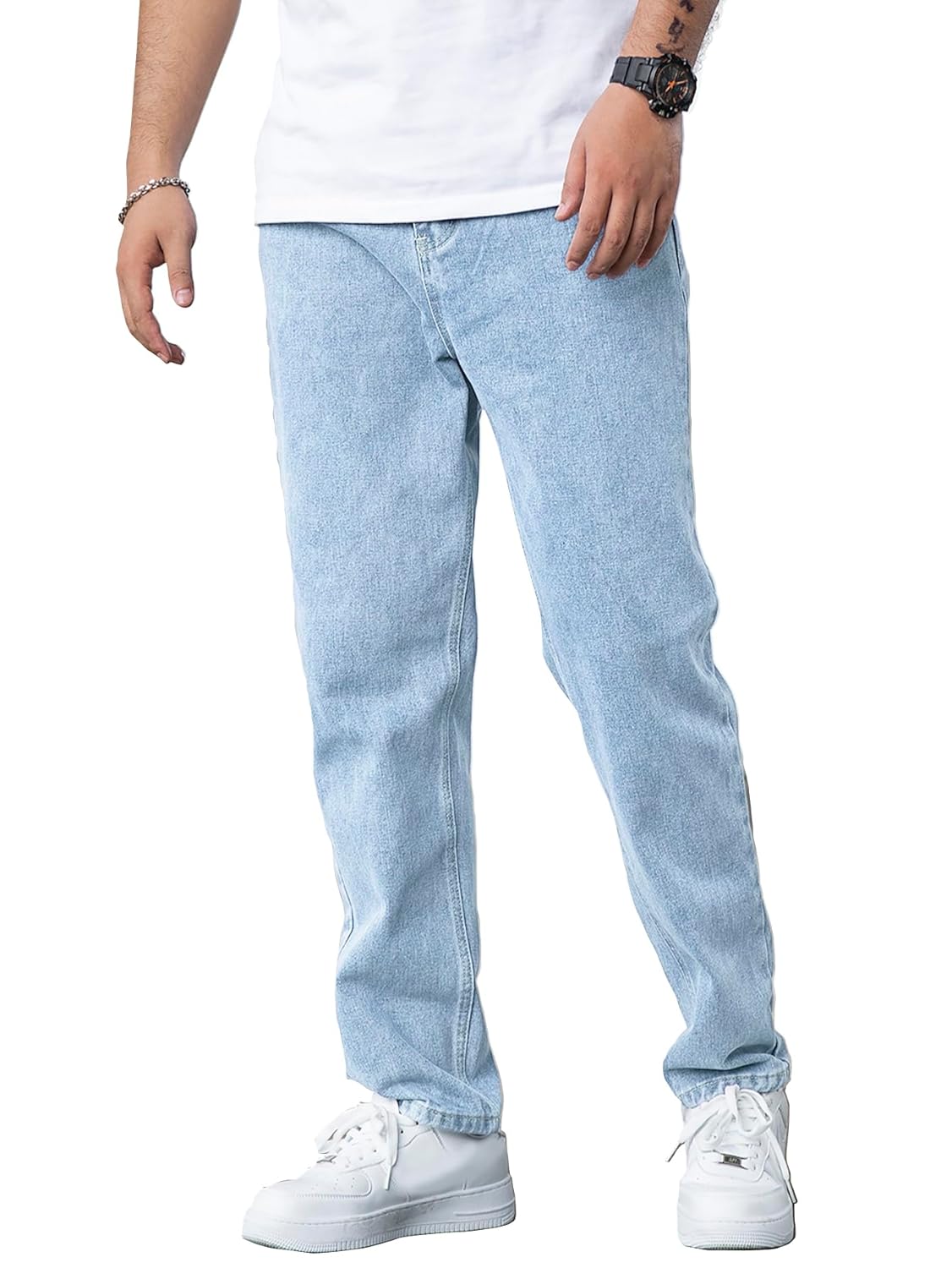 AVANOVA Jeans for Men Slant Pocket Jeans II Mens Denim Jeans Pants II Denim Jeans for Men II Cotton Pant II Wide Legs II Slant Pockets II Jeans for Men (Jeans-139)